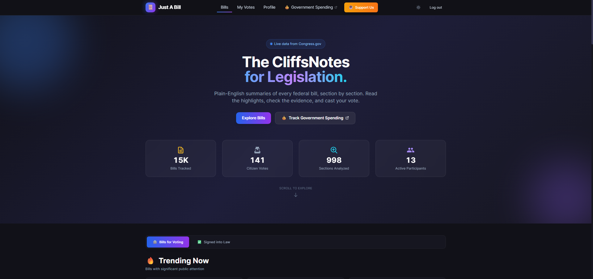 Just A Bill — Civic Legislation Platform