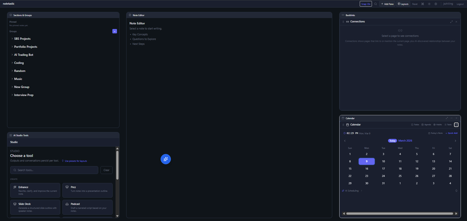 Notetastic — AI Note-Taking OS & Calendar